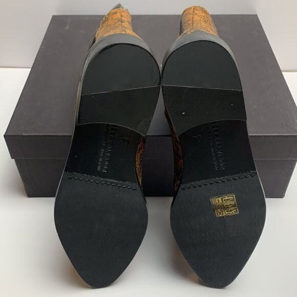 Freda Salvador Joan Chelsea Boots Womens 5.5 M Brass Snake Embossed Leather 0060 - Picture 7 of 11